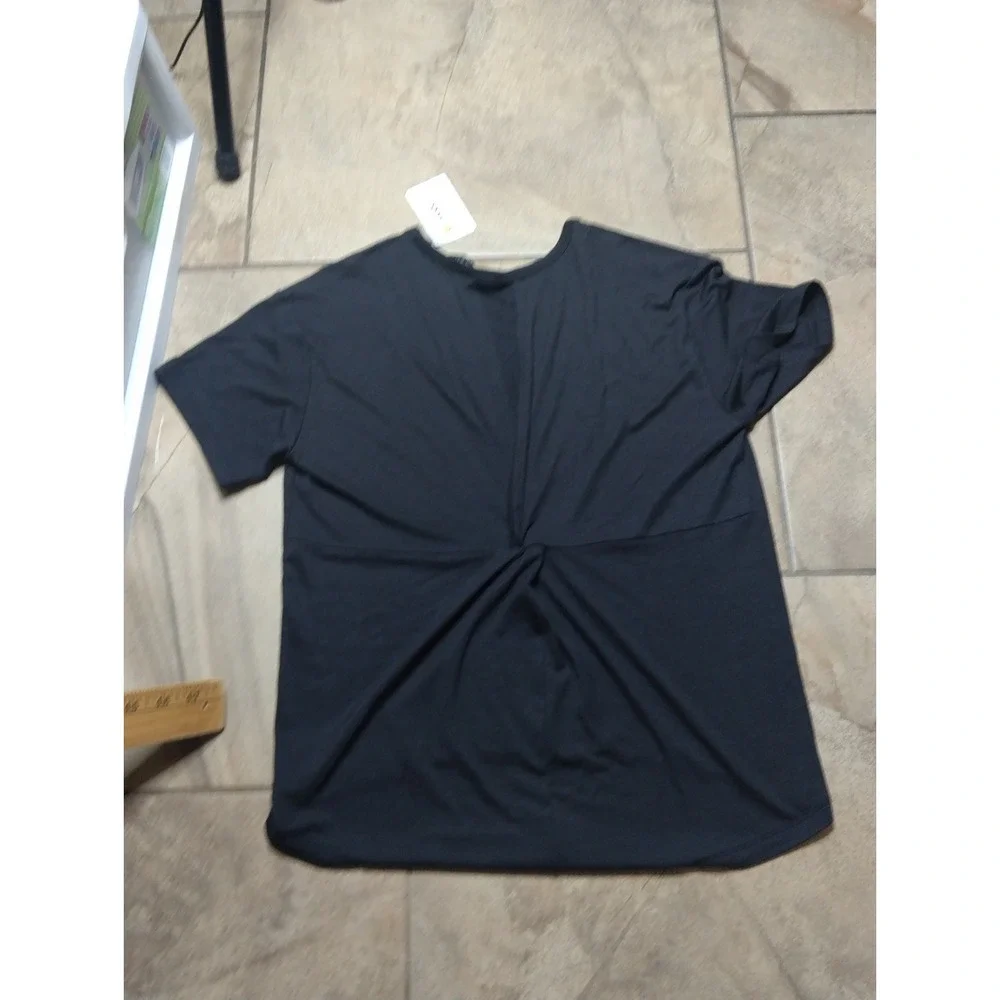 NWT Athleta Modal Twist Back Black Tee Womens XXS Athleisure Soft Yoga Top